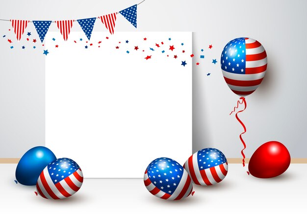 Vector usa balloon and blank frame design