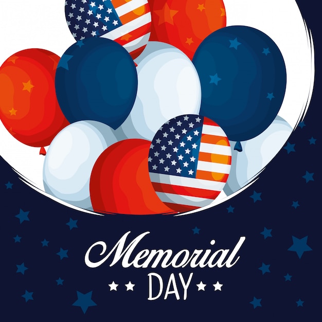 Usa balloons flag to traditional memorial day