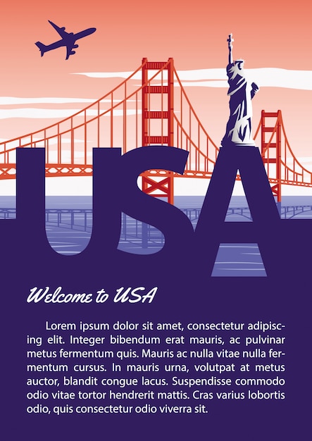 Usa brochure in typography national flag color