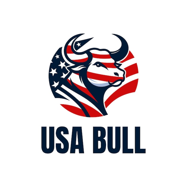 Vector usa bull flag logo modern