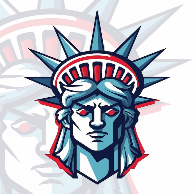 USA Colors Mascot Logo Design Statue of Liberty Vector with Modern Illustration Concept for Esport