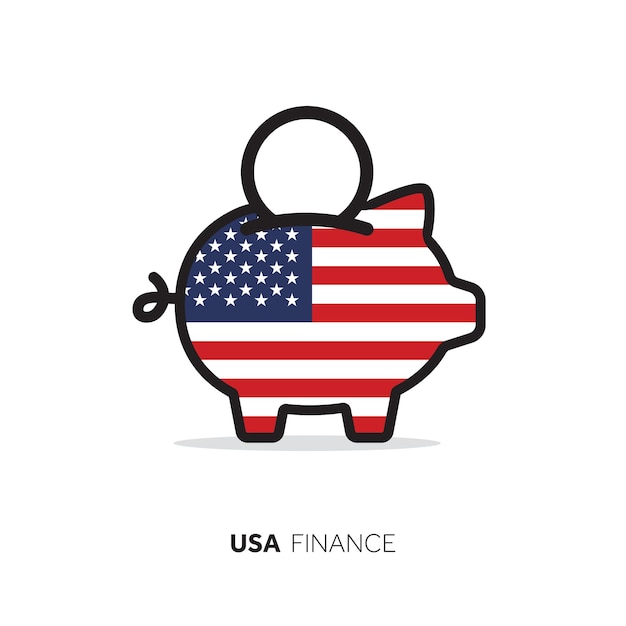 Vector usa economic concept piggy bank with national flag