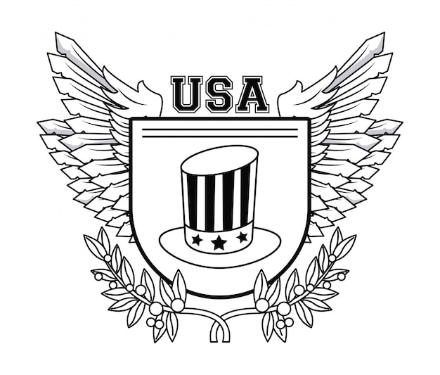 날개 벡터 일러스트 그래픽 디자인으로 배지에 미국 엠 블 럼 아저씨 샘 모자