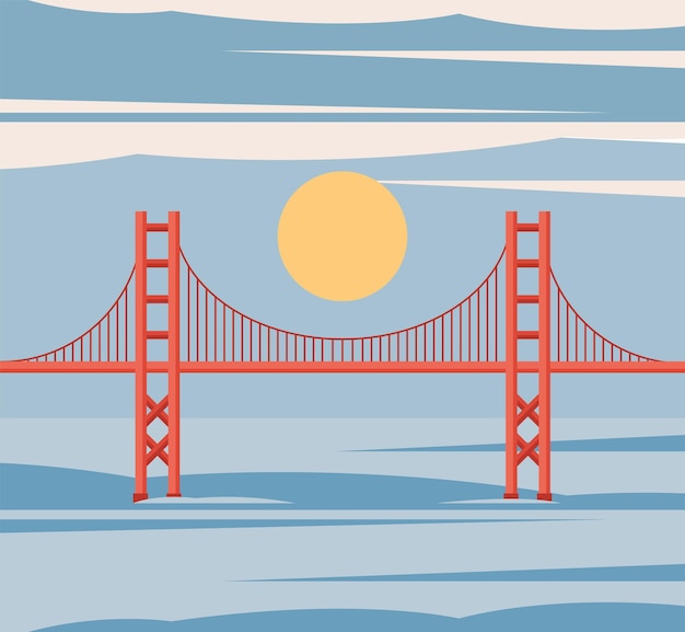 Vector usa famous golden gate scene