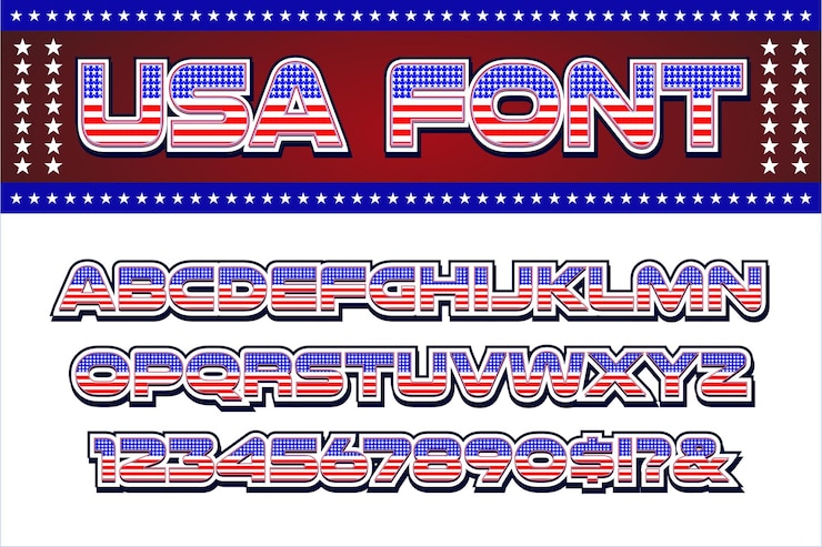 Vector usa flag 3d style font