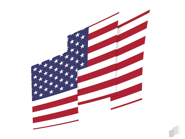 추상적인 찢어진 디자인의 미국 국기 미국 국기의 현대적인 디자인