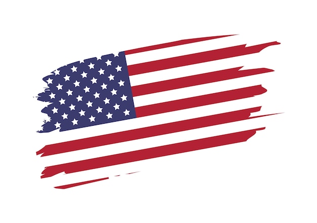 アメリカ合衆国国旗 ブラッシュストローク ベクトルイラスト 白い背景