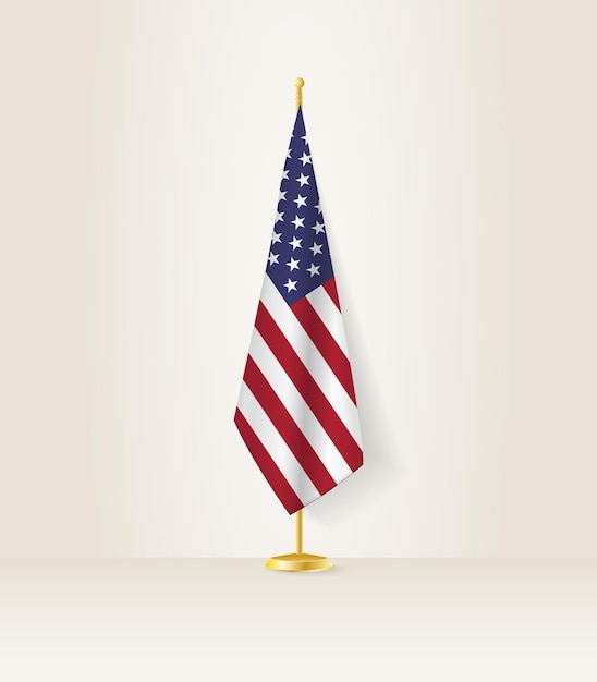 Vector usa flag on a flag stand