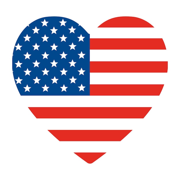 Vector usa flag in heart design shape united state of america flag