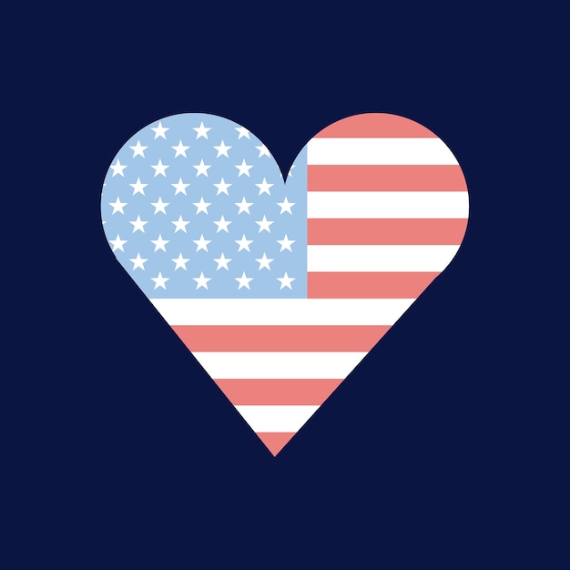 Vector usa flag in hearth shape