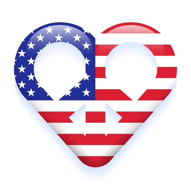 Usa flag independence memorial labor day button heart peace peaceful sign symbol star stripes