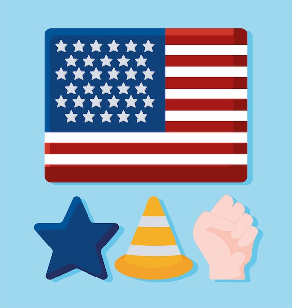 Usa flag and items