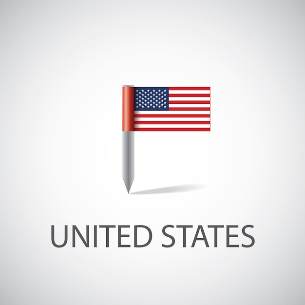 Usa flag pin, isolated on light background