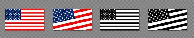 USA flag. Set of American flags. Vector illustration