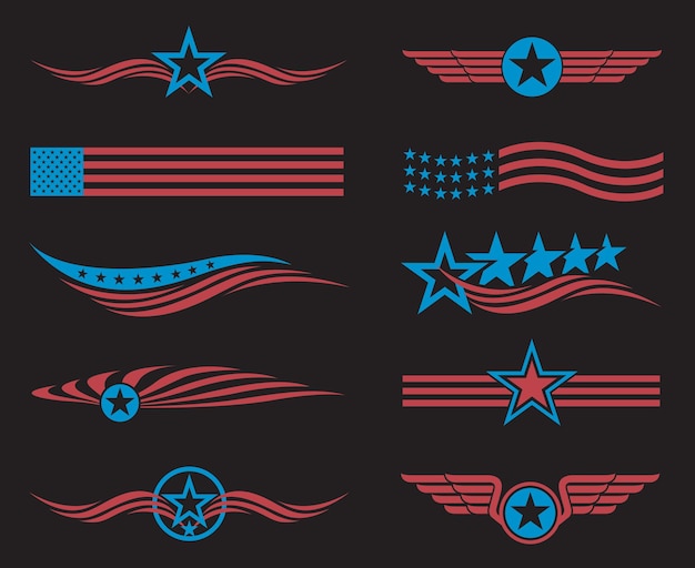 Vector usa flag set