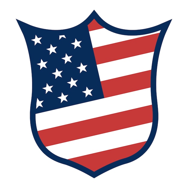 USA flag in shield. Vector illustration