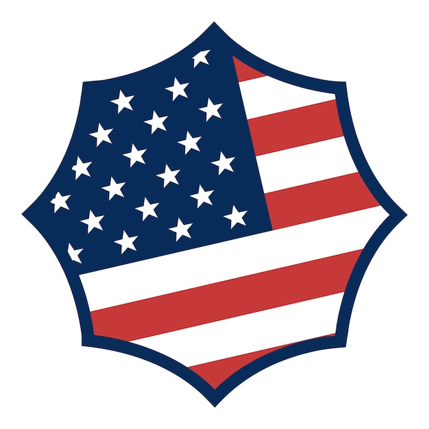 USA flag in shield. Vector illustration