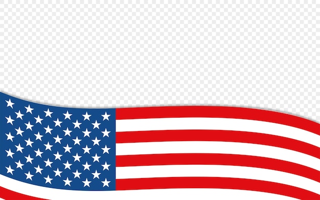 USA flag on transparent background in flat Vector isolated illustration