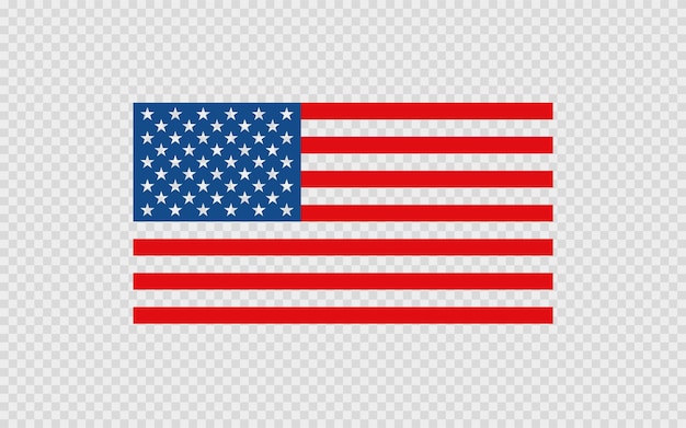 USA flag on transparent background Isolated United States of America vector flat