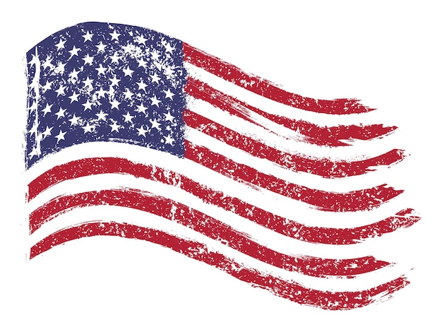 Флаг США винтажная наклейка красочная