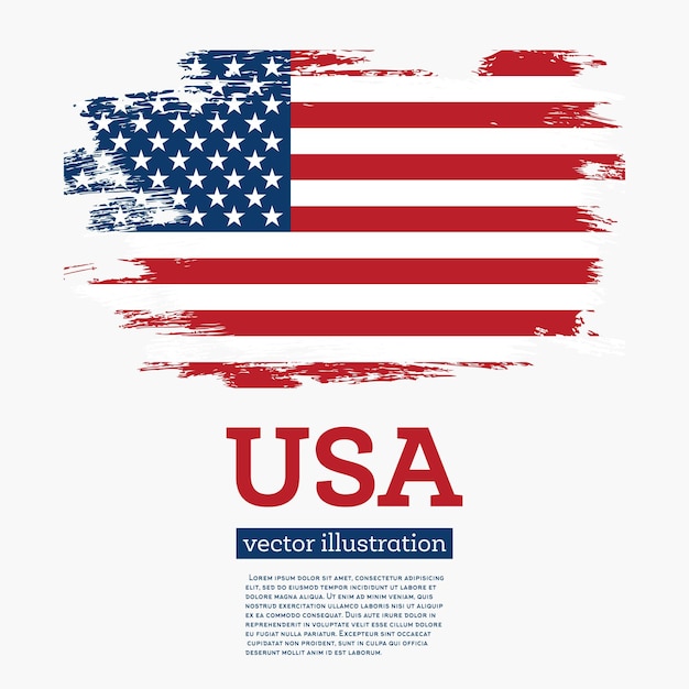 Usa flag with brush strokes. vector illustration.