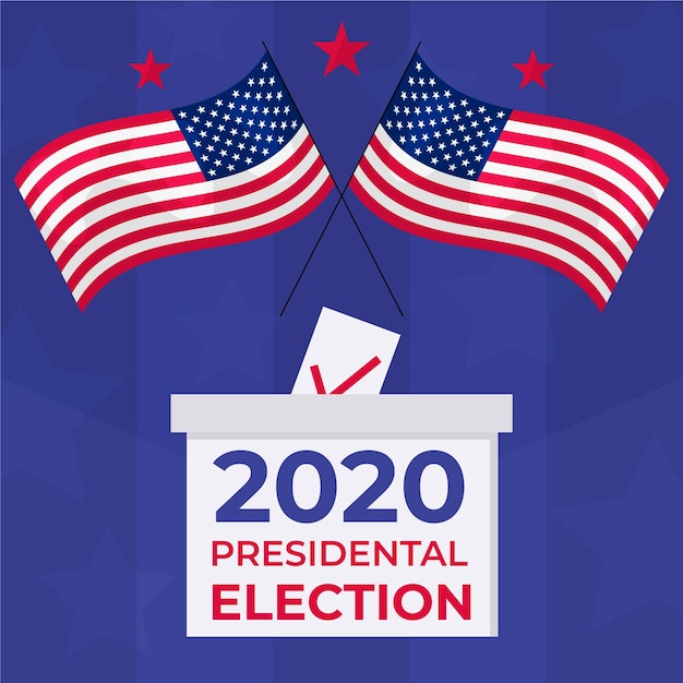 usa flags and voting box illustrated