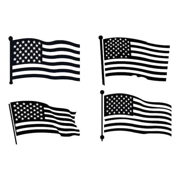 USA Freedom Icons Flag Vector Silhouettes