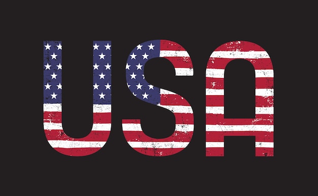 США гранж буквы Distressed Word США с флагом