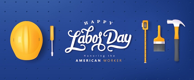 Bandiera pubblicitaria felice festa del lavoro usa