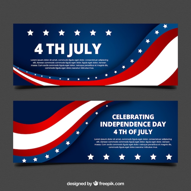 Vector usa independence banners with flat design