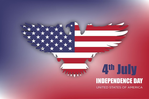 Vector usa independence day 4th of july with eagle shape in flag