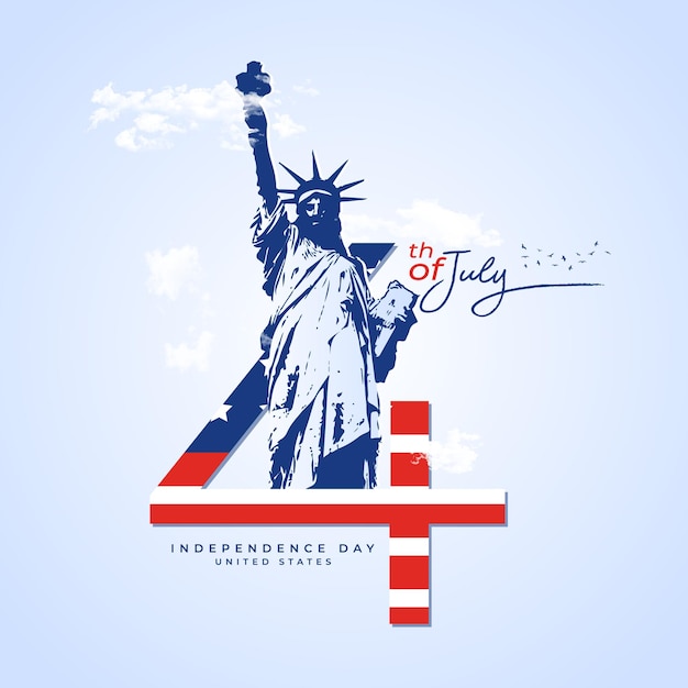 벡터 미국 독립 기념일 7월 4일 미국 독립 기념일 포스트 템플릿