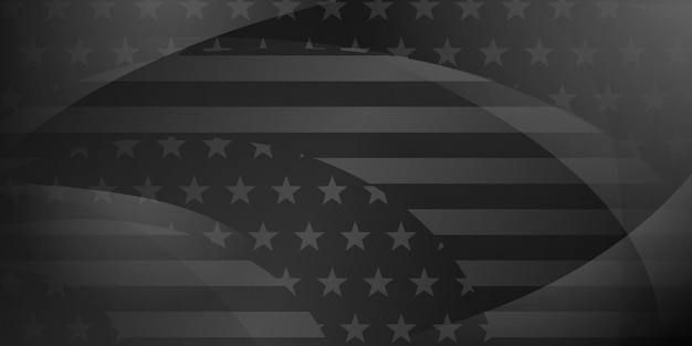 Vettore fondo astratto di festa dell'indipendenza degli stati uniti con elementi della bandiera americana nei colori grigi e neri