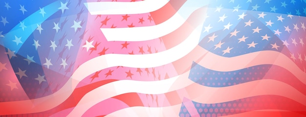 USA independence day abstract background with elements of the american flag in red and blue colors