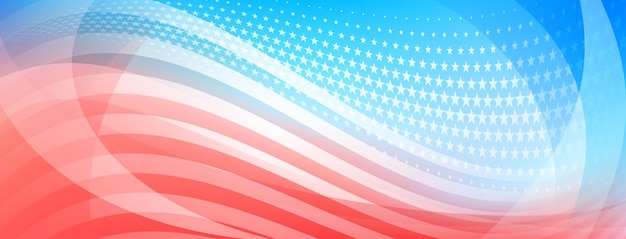 Fondo astratto di festa dell'indipendenza degli stati uniti con elementi della bandiera americana nei colori rosso e blu