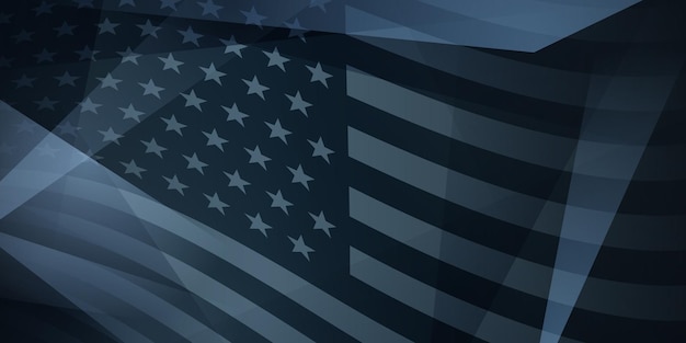 짙은 파란색의 미국 국기 요소가 있는 미국 독립 기념일 추상적 배경