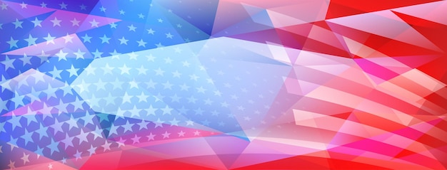 USA independence day abstract crystal background with elements of american flag in red and blue colors