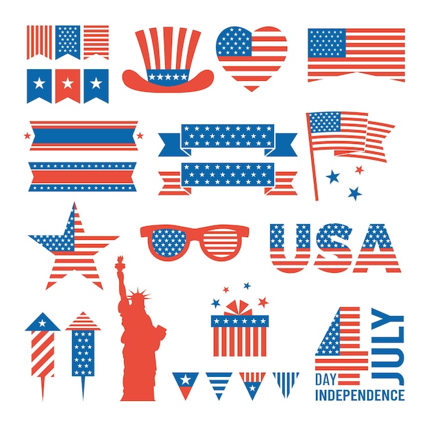 Vector usa independence day. design elements of 4 july independence day