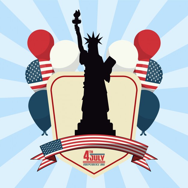 Vector usa independence day design with liberty statue 