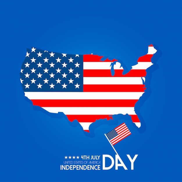 Vector usa independence day design with map and typography vector