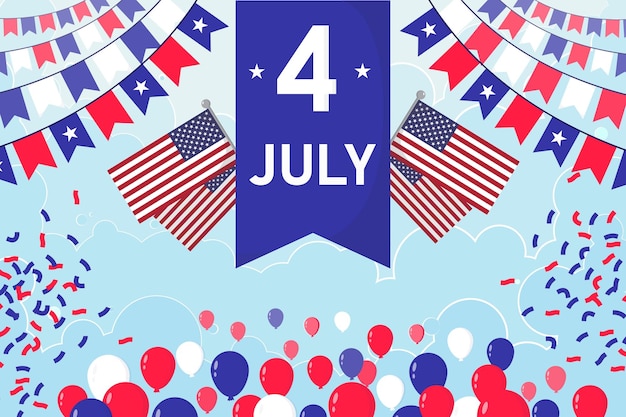 アメリカ合衆国 独立記念日 祝賀カード バナー 7月4日 デザイン 単純なベクトルイラスト
