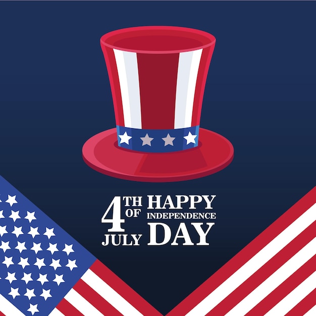 Vector usa independence day postcard with tophat