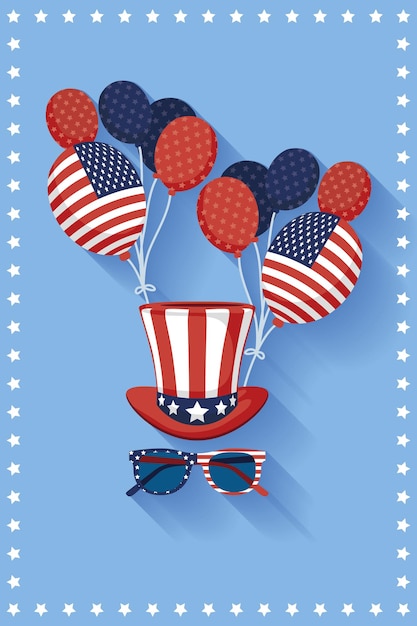 Vector usa independence day postcard