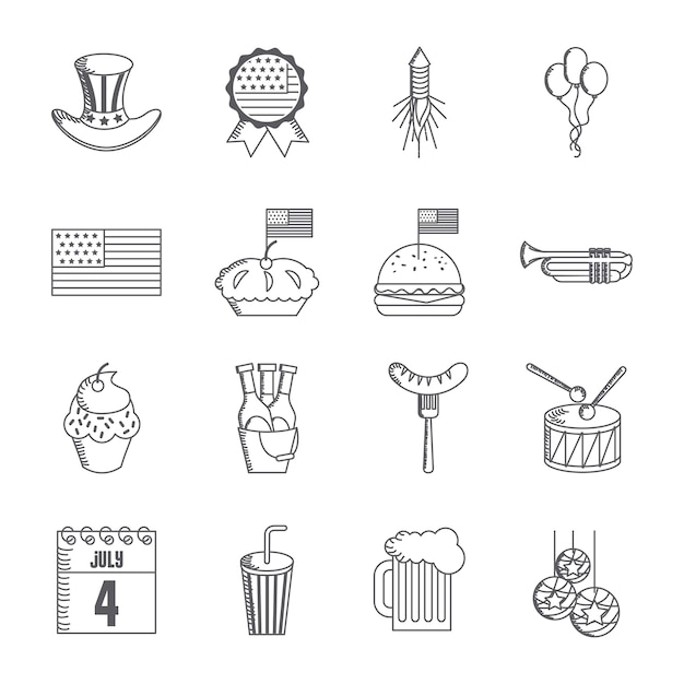 Usa independence day related icons