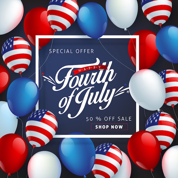 Usa independence day sale promotion advertising banner template.4th of july celebration poster template.