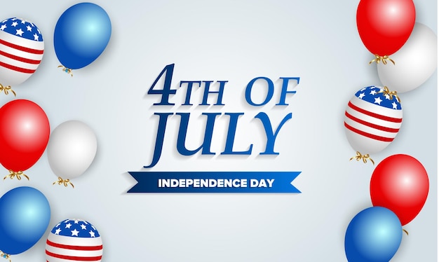 USA Independence Day template. American flag balloons decor. 4th of July celebration