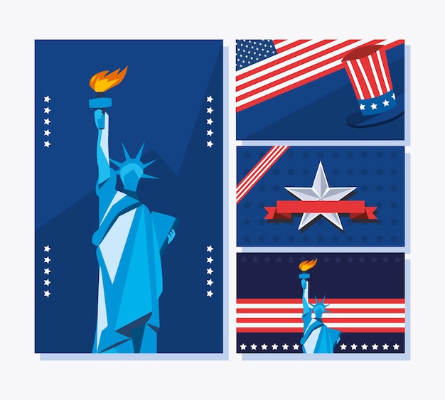 Usa and independence day templates collection