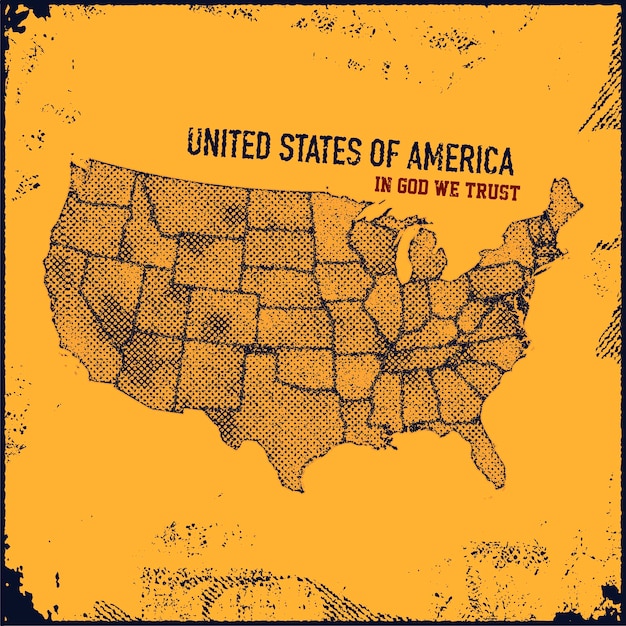 Usa kaart grunge stijl illustratie.