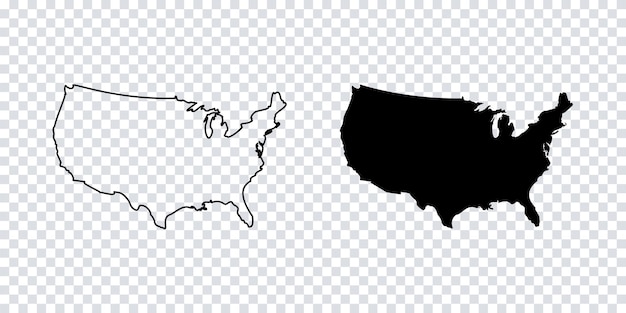 Vector usa kaart vector geïsoleerde illustratie op transparante achtergrond met schaduw. plat trendy ontwerp. noord amerika. vs kaart vectorillustratie. eps 10