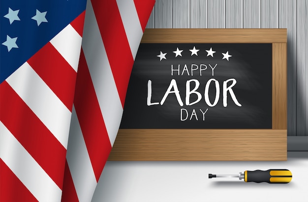 Usa labor day background vector illustration with usa flag, labor day united states of america typography